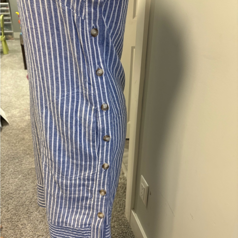 NWOT ForCynthia Linen Denim Blue and White Stripe Dress - XS/S - Picture 3 of 10